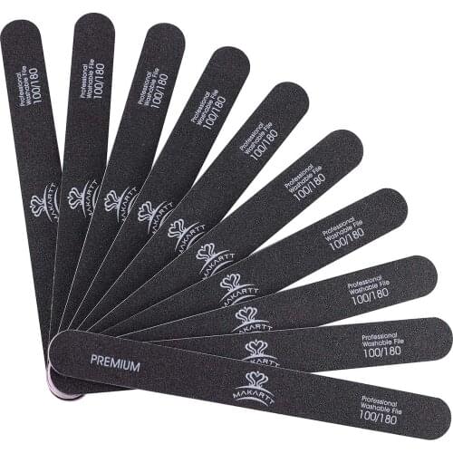 10pcs Professional Nail Files 120 240 Sanding Nail Buffering Files Washable Double Sided Emery Board Straight Edge Stick