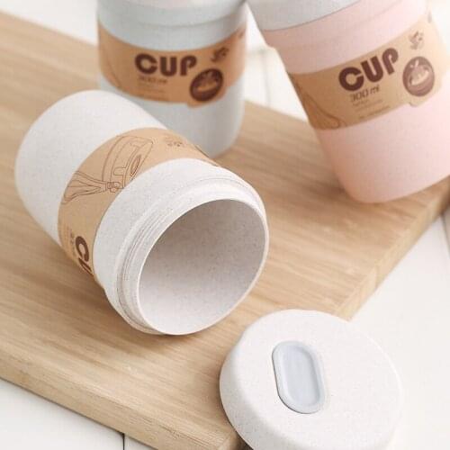 300ml Portable Healthy Material Lunch Box Wheat Straw Bento Soup Cup Microwave Dinnerware Breathable Sealed Soup Cup Container