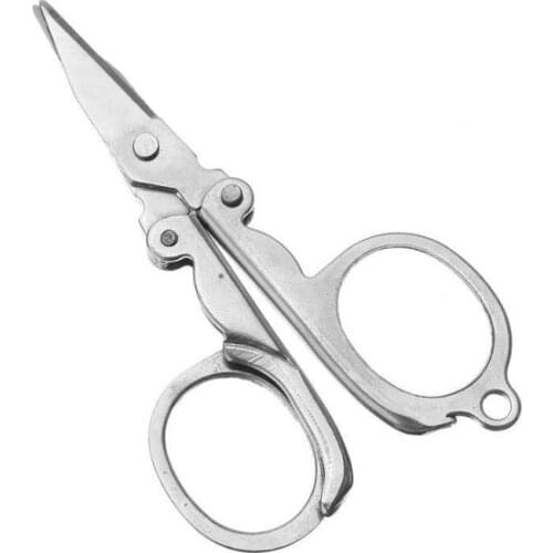 Portable Folding Scissors Mini Folding Foldable Scissors Travel Scissor Color Silver Utility Hike Stainless Steel Tool SN3600
