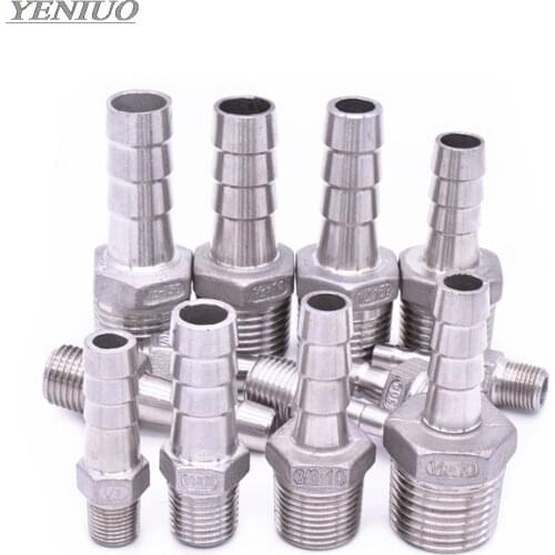 1/8" 1/4" 3/8" 1/2" BSP Male Thread Pipe Fitting x 6 8 10 12 mm OD Barb Hose Tail Reducer Fitting Multi Size Stainless Steel 304