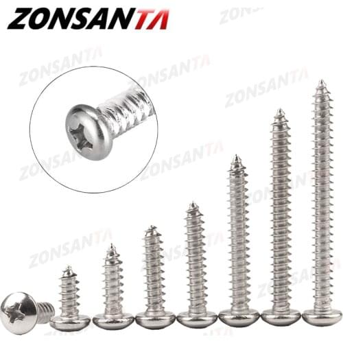 ZONSANTA M1.4 M1.7 M2 M2.2 M2.6 M3 M3.5 M4 M5 M6 Small 304 stainless steel Cross Phillips Pan Round Head Self tapping Screw