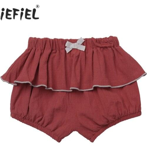 Baby Girls Ruffle Bloomers Shorts For Newborn Toddler Kids New Summer Bowknot Diaper Cover For Baby Large PP Shorts Pants 6M-3T