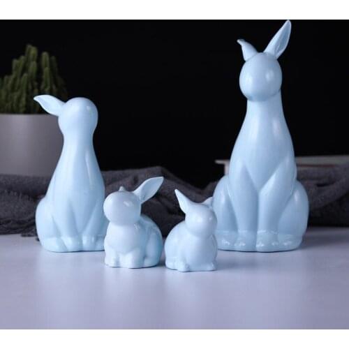 Modern Minimalist Ceramic Rabbit Ornaments TV Cabinet Livingroom Bedroom Figurines Crafts Office Desktop Accessories Decoration