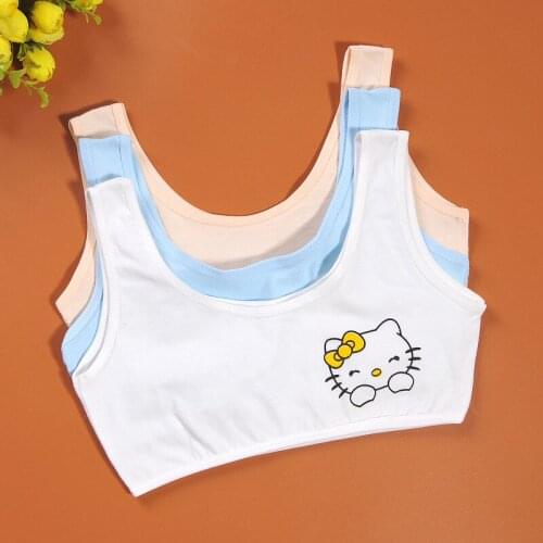 Girls Bras Sports Bra Vest Young Girl Underwear No Rim Students Bra Solid Underwear Cotton Vest Children Clothing