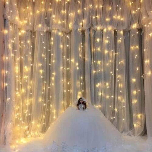 LED Stars Colorful String Light Wedding Bedroom Room Background Curtain Lights Waterfall Decorative Festive Color Flash Light