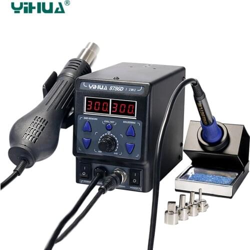 YIHUA 8786D New Upgrade 2 in 1 Soldering Station SMD Hot Air Rework Anti-static Thermostatic Soldering Iron Desoldering Stations