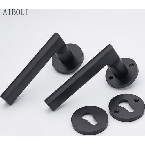 Space Aluminum Door Lock Indoor Room Door Lock Bedroom Black Split Lock Handle Lock Black Sand Indoor Split Engineering Lock