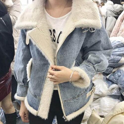 Denim Jacket Womens 2021 New Autumn Winter Korean Fashion Loose Plus Cashmere Thicken Short All-Match Cowboy Coat Female A490