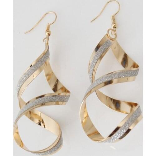 Scrub Long Earrings For Women Jewelry Silver Gold Color Shiny Rotating Drop Earring Zinc Alloy Big Dangle Charm Pendant Ear