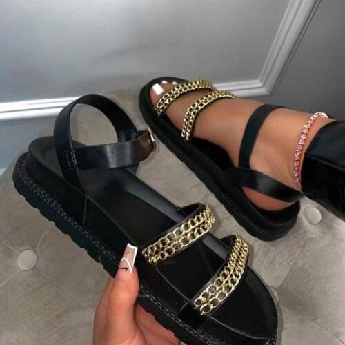 2021 Summer Shoes Women Flat Platform Sandals Women Soft Leather Buckle Casual Shoes Open Toe Gladiator Wedges Women Sandals