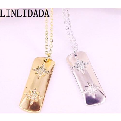 6Pcs Fashion Micro Pave Cubic Zirconia Necklace Gold Silver Color Chain Pendants Necklace Best Jewelry Gift For Women