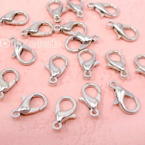 80pcs-Silver Plated Alloy Lobster Clasps Hooks For Necklace & Bracelet, Lanyard Hook 16x9mm