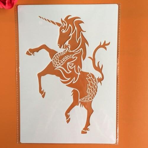 A4 29 * 21cm unicorn DIY Stencils Wall Painting Scrapbook Coloring Embossing Album Decorative Paper Card Template,wall