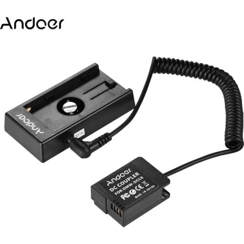 Andoer NP-W126 Dummy Battery Coupler+Straight Cable+ NP-F970 F750 Battery Plate Holder for Fuji Cameras X-A1/X-A2/X-A3/X-E1/X-E2