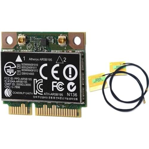AR9285 AR5B195 150M+BT3.0 Half Mini PCI-E Wireless Card SPS,593127-001 592775-001 for 431 430 435 436 4530S 2 Antenna