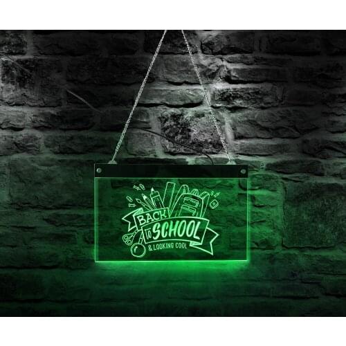 Back to School LED Neon Wall Sign School Student Hanging LED Sign Wall Lamp Start to Learn Room Decor Night Light