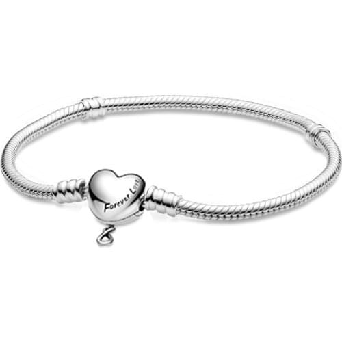 2020 High Quality Original 1: 1 Sterling Silver 925 Moments Infinity Heart Clasp Bangle Suitable For Simple Womens Jewelry