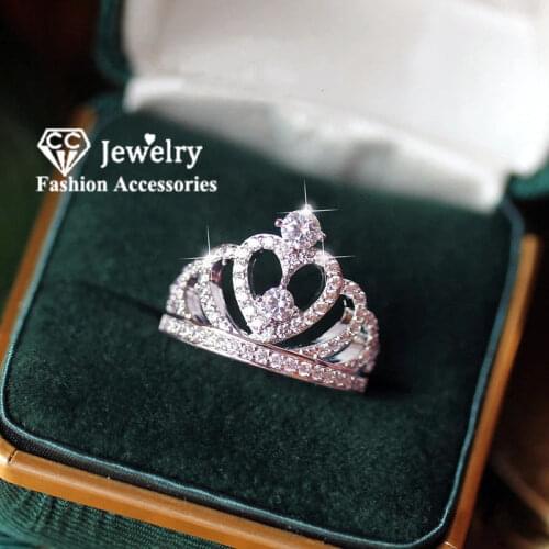 CC Rings For Women 925 Silver Crown Cubic Zirconia Bridal Wedding Fine Jewelry Engagement Propose Ring Luxury Accessories CC1568