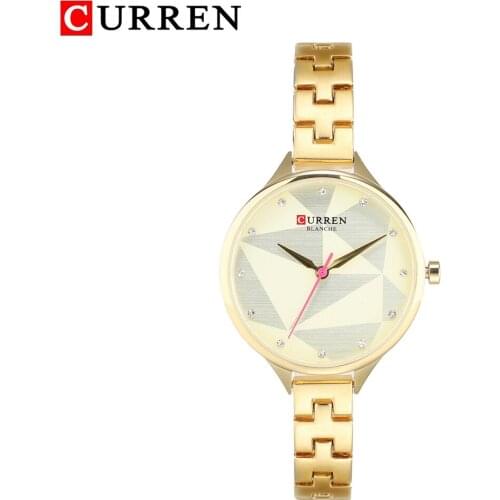 Top Brand Curren Women Watch Luxury Gold Stainless Steel Band Crystal dial Fashion Ladies Quartz Watches Female montre femme