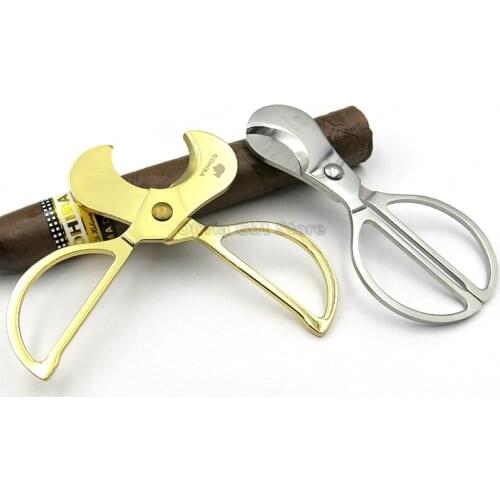 COHIBA High Quality Stainless Steel Cigar Cigarette Cutter Scissor Metal Cigar Blade Tobacco Smoking Tool Accessories