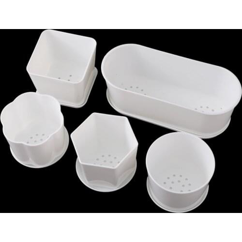 Flower Pot with tray Home Garden Office White Minimalist Bonsai Pot Garden Pot Indoor Small Potted Plants Fleshy Garden Decor