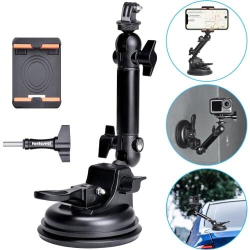 Action Camera Smartphone Suction Cup Race Car Cockpit Mount Motion Vehicle Windshied Hood Rooftop Holder for GoPro Sony Phone
