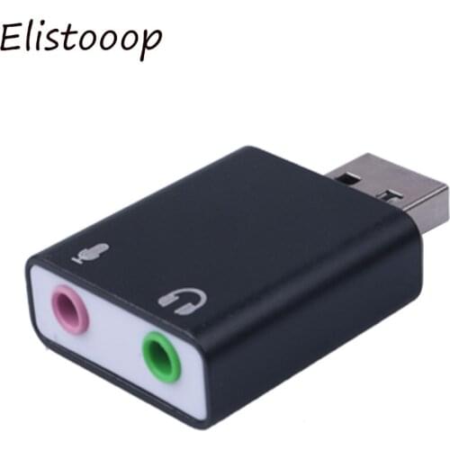 Elistooop External USB Sound Card 3.5mm Headphone Earphone Adapter Aux Audio Card for Microphone Speaker Computer Laptop