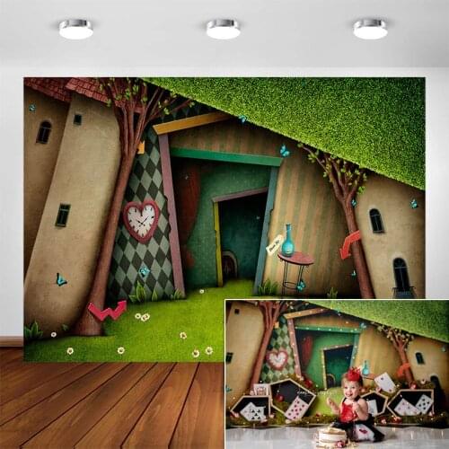 Fantasy Fairy Tale World Photography Backdrop Alice in Wonderland Background for Baby Portrait Photographic Party Decoration