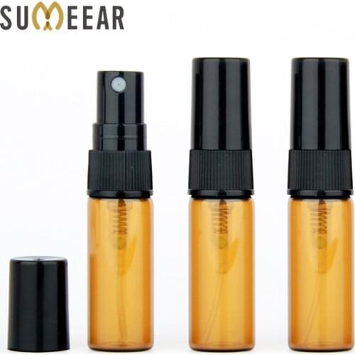 100Piece/Lot 3ml Amber Spray bottle Atomizer Perfume Bottle Empty Parfum Sample Bottle Essential Oil Cosmetic Container