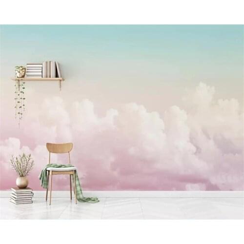 Beibehang Custom wallpaper 3D photo murals beautiful pink sky cloud sofa background wall paper living room decorative painting
