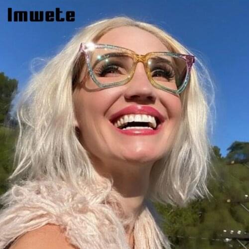 Imwete Irregular Glasses Frames Women Vintage Colorful Spectacle Men Anti-blue Light Computer Optical Eyewear