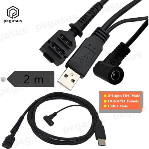 USB Cable Double 14 Pin Pitch 1.27 IDC to USB 2.0 AM+Charging 5.5 x 2.1mm DC Jack Plug Power Cable For Verifone VX805 VX820