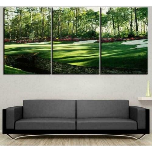 Green Fresh Golf Course 3 Pcs Kit Canvas Painting Modern Home Decoration Living Room Canvas Print Painting Wall Decor Picture