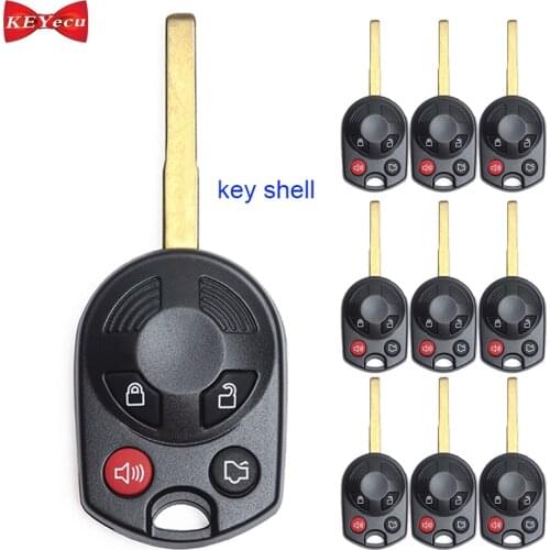 KEYECU 10pcs for Ford Escape Focus C-Max Transit Connect Remote Key Shell Case Fob Housing Cover