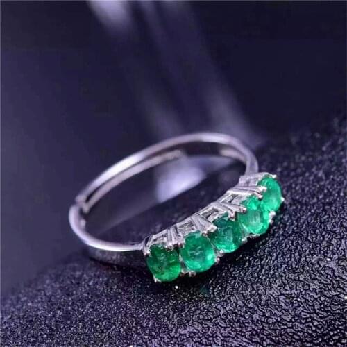 Emerald ring Natural real emerald 3mm* 4mm 925 sterling silver Free shipping gems For men or women rings