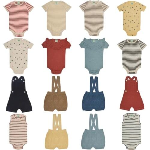 Baby Boy Bodysuit 2021 New Spring Summer FUB Brand Infant Toddler Girls Cute Print Short Sleeve Breathable Knit Jumpsuits Onesie