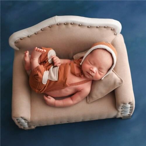 Brown Baby Sofa Props Vintage Newborn Couch Comfortable Newborn Bed Photo Shoot Props