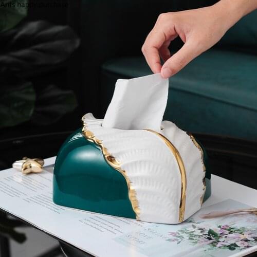 Ceramic Tissue Box Decoration Leaf Tissue Storage Box Home Desktop Decoration Paper Towel Tube Paper Towel Holder Tissue Boxes