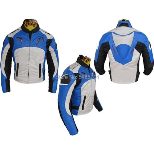 Blue Black Red Mens Textile Motorcycle Riding Jacket with Protectors with Cotton Lining A Star Racing Jacket
