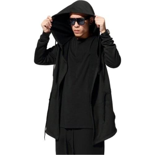 Plus Size Mens Hooded Sweatshirt Hip Hop Streetwear Men Black Cloak Mantle Spring Autumn Hoodies Sweatshirts Nice New