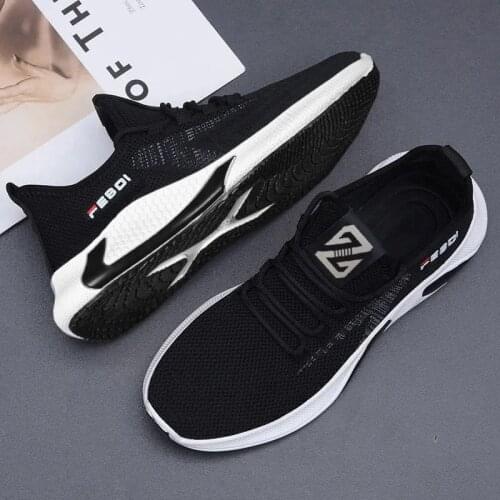 Sports shoes mens summer 2021 new spring and autumn thin soft bottom non-slip mesh breathable running casual flying woven shoes