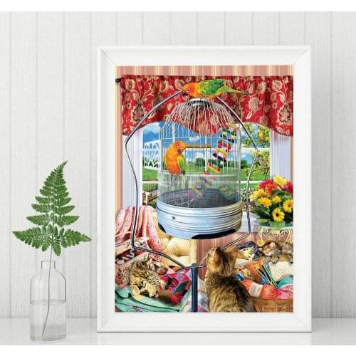5D DIY Diamond Painting Parrot and Cat Diamond Embroidery Art Flower Cross Stitch Kit Animal Bird Picture Home Decor cuadros