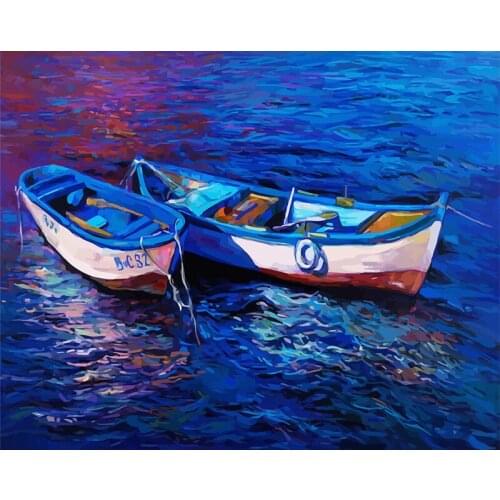 2021 Coloring Linen Canvas Boat In The Sea DIY Painting By Numbers Zeor Basic Drawing Kit Numerical Picture By Numbers 40x50cm