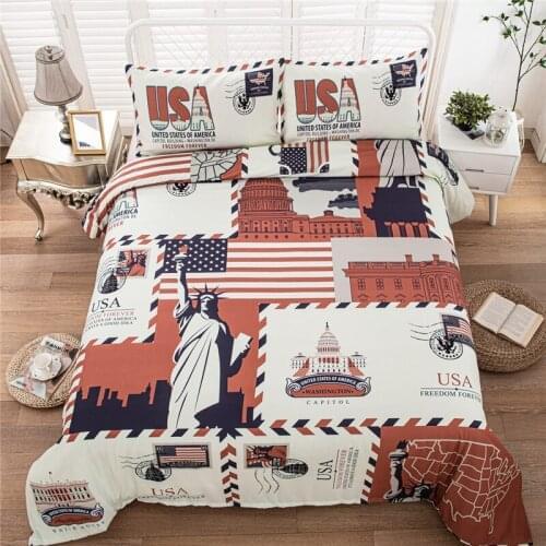 3D Printed Duvet Cover Set Retro USA Statue of Liberty Bed Linens Single Double Twin Queen King Size Bedding Sets Boys Teen Home