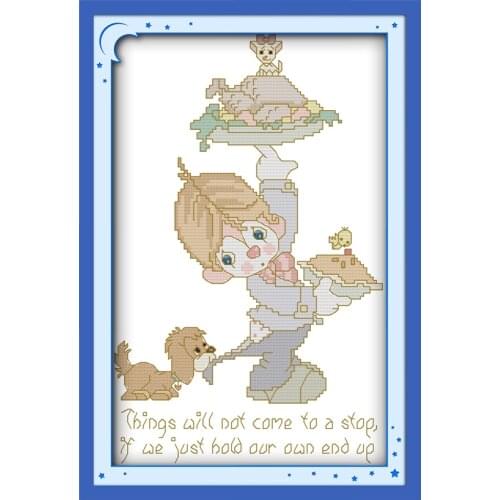 Unremitting efforts cross stitch kit cartoon 11ct count print canvas stitches embroidery DIY handmade needlework plus