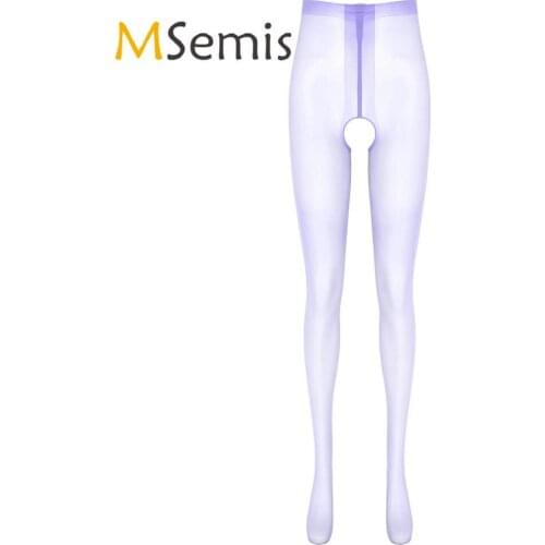 Lingerie See-Through Stretchy Slim Fit Tights Stocking Leggings Underwear Womens Erotic Sexy Glossy Thin Crotchless Pantyhose