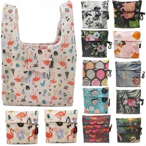 New Flamingo Recycle Shopping Bag Eco Reusable Shopping Tote Bag Cartoon Floral Shoulder Folding Handbags