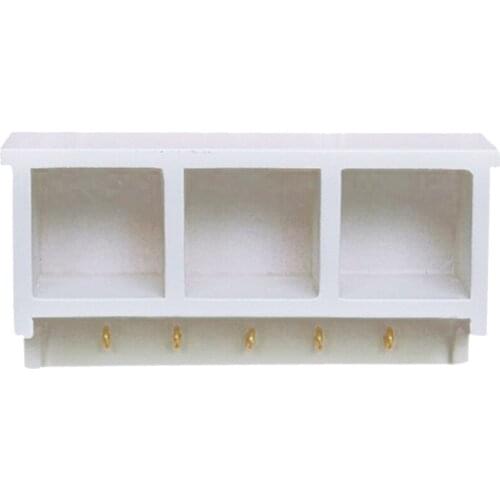New Arrivals 1/12 Dollhouse Miniature Kitchen Wood Wall Rack White 1:12 Doll House Decoration Accessories Toys Gift for Kids