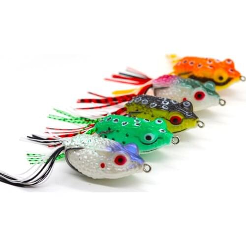 OIMG 2021 New Topwater Fishing Lure Hollow Ray Frog Soft Bait 58mm/12g Artificial Rubber Surface Bait 3D Eyes