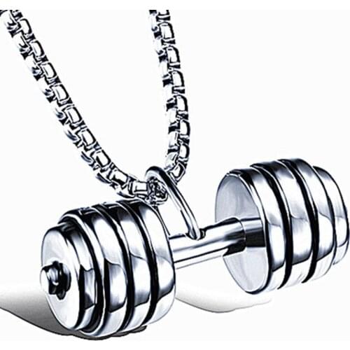 Necklace men Fitness pendant jewelry on the neck barbell neckalce stainless steel sport gifts for male accessories gold necklace